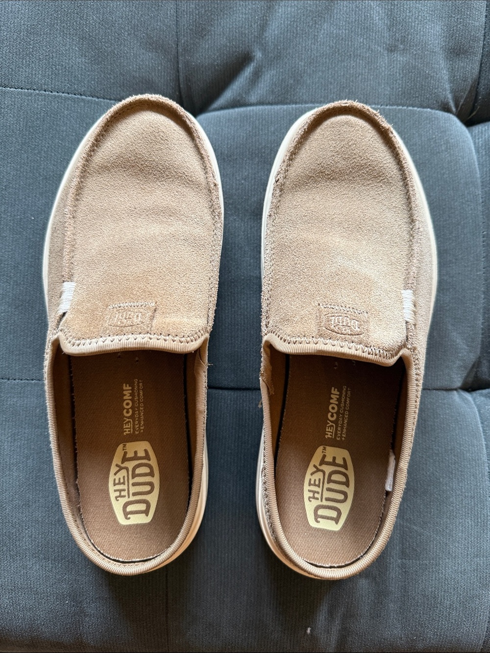 Hey Dude Austin Lift Women's Slip-On Mules in Light Tan Suede